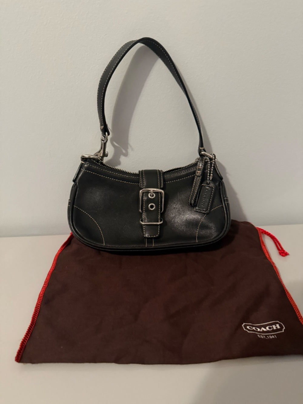 COACH Hampton Black Leather with Buckle Mini Bag - Picture 2 of 9